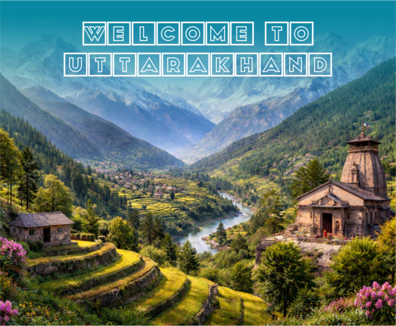 THIS IS Uttarakhand also known as Devbhoomi or the Land of Gods where rivers are born temples whisper ancient stories and every breath carries the fragrance of pine forests wildflowers and spirituality This is a land where nature and divinity walk hand in hand warm smiles and quiet strength reflect the spirit of the mountains, humble, welcoming, and enduring.